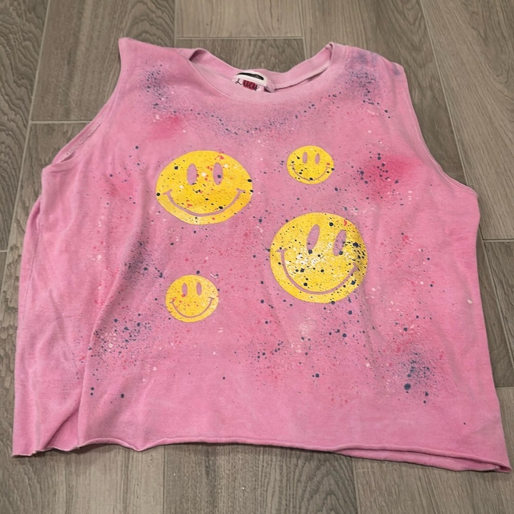 Lucy Women’s Pink Smily Face Tank Top Size XL